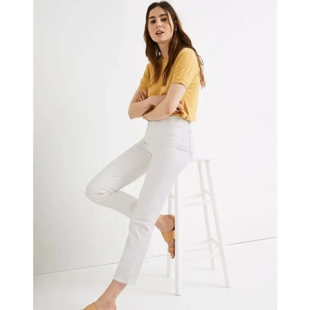 Madewell NWT Classic Straight Cropped Jeans in Tile White Size 31 MSRP‎ $128